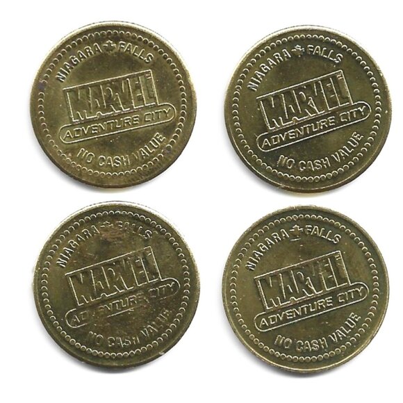 Marvel Adventure City Niagara Falls Set of 4 Superhero Video Arcade Tokens (8-7) - Picture 2 of 2